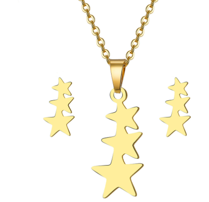 Heart Pendant Necklace Set for Women - Stylish Short Chain