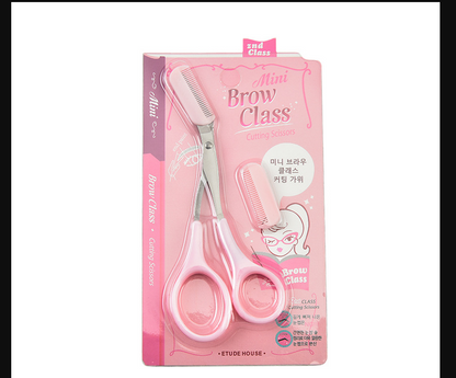 Korean Style Pink Eyebrow Scissors with Comb Tool